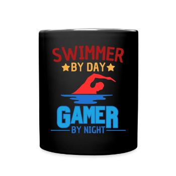 Drôle de joueur nageur joueur joueur disant - Mug uni - noir - Devant