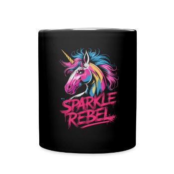 Sparkle Rebel Einhorn Buntes Kunstwerk - Tasse einfarbig - Schwarz - Vorne