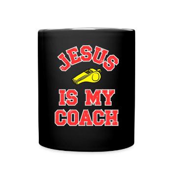 Jesus als Coach Motivationsdesign - Tasse einfarbig - Schwarz - Vorne