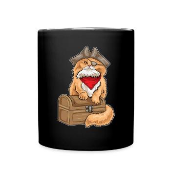 Persische Katze Pirat Schatzkiste - Tasse einfarbig - Schwarz - Vorne