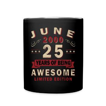 25ème anniversaire cadeau mari Original juin 2000 - Mug uni - noir - Devant