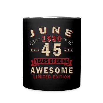 June 1980 Gift 45th Anniversary June 1980 Retro - Full Colour Mug - black - Front