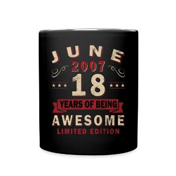 2007 June Vintage Retro Birthday - Full Colour Mug - black - Front