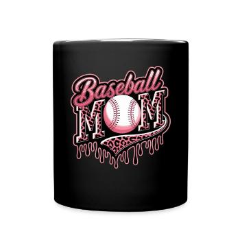 Baseball Mom Leopard Print Pink - Full Colour Mug - black - Front