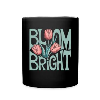 Bloom Bright Tulpen Illustration Frühlingshaftes - Tasse einfarbig - Schwarz - Vorne