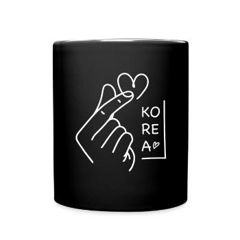 Koreanisches Fingerherz für K-Pop K-Drama Paar - Tasse einfarbig - Schwarz - Vorne