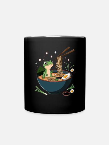 Gecko, Der Ramen-nudeln Isst, Eidechse, - Tasse einfarbig - Schwarz