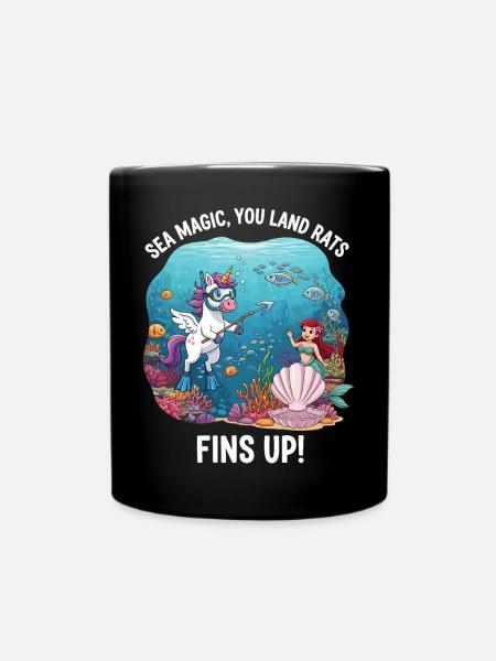 Meeresmagie mit Einhorn - Tasse einfarbig - Schwarz