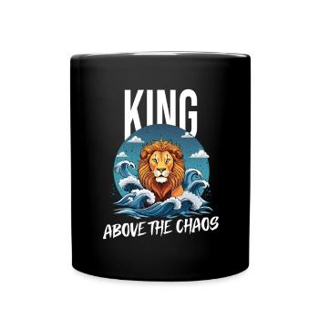 Majestätischer Löwenkopf mit Wasserrauschen - Tasse einfarbig - Schwarz - Vorne
