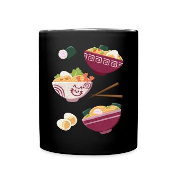 Ramen Japanisches Essen Katzen Design - Tasse einfarbig - Schwarz - Vorne