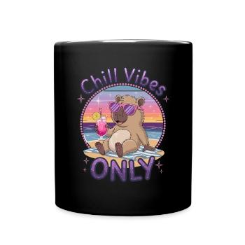 Chill Vibes Only Summer Beach Getaway - Full Colour Mug - black - Front