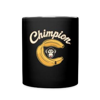 Chimpion Banane Affe Humorvolle Kunst - Tasse einfarbig - Schwarz - Vorne