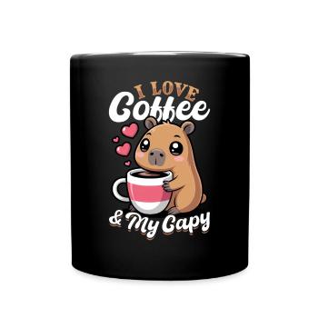 Capybara Coffee - Tasse einfarbig - Schwarz - Vorne