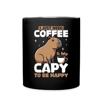 Capybara Coffee - Tasse einfarbig - Schwarz - Vorne