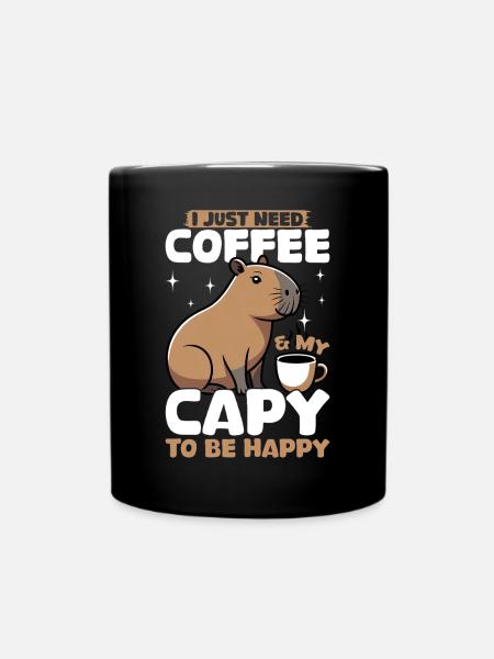 Capybara Coffee - Tasse einfarbig - Schwarz