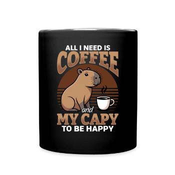 Capybara Coffee - Tasse einfarbig - Schwarz - Vorne