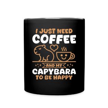 Capybara Coffee - Tasse einfarbig - Schwarz - Vorne