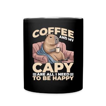 Capybara Coffee - Tasse einfarbig - Schwarz - Vorne