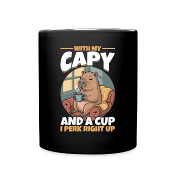 Capybara Coffee - Tasse einfarbig - Schwarz - Vorne