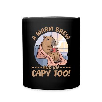 Capybara Coffee - Tasse einfarbig - Schwarz - Vorne