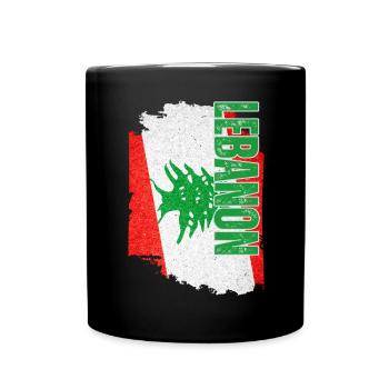 Vertikale Libanon-Flagge, Ich liebe den Libanon - Tasse einfarbig - Schwarz - Vorne