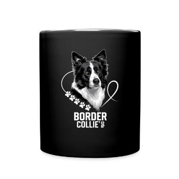 Eleganter Border Collie Mit Pfotenabdruck - Tasse einfarbig - Schwarz - Vorne