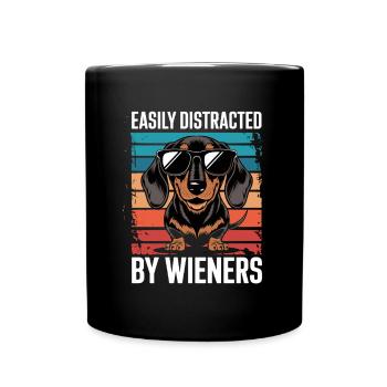 Facilement distrait par les saucisses fumées pour chien style vintage - Mug uni - noir - Devant