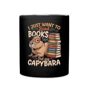 Capybara Reading Books - Tasse einfarbig - Schwarz - Vorne