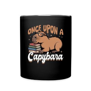 Capybara Reading Books - Tasse einfarbig - Schwarz - Vorne