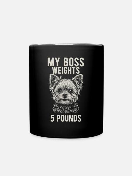 Mein Chef Wiegt Fünf Pfund - Yorkie Besitzer - Tasse einfarbig - Schwarz