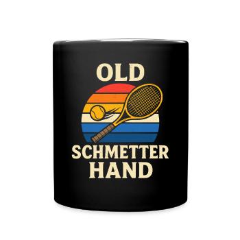 Tennis Retro Old Schmetterhand - Tasse einfarbig - Schwarz - Vorne