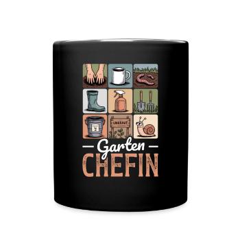 Garten Chefin Gärtnerin Hobbygärtner Kleingarten - Tasse einfarbig - Schwarz - Vorne