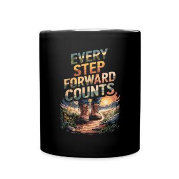 Every step forward counts Nature Hiking - Full Colour Mug - black - Front