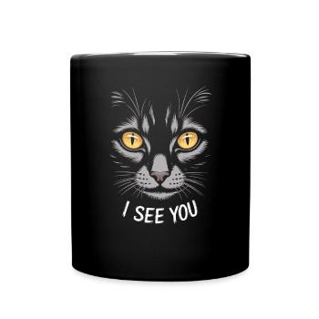 Cat Gaze I See You Mystical Eyes - Full Colour Mug - black - Front