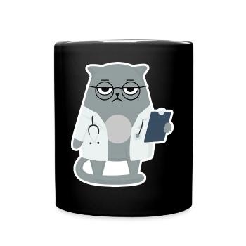 Cat Grumpy Doctor - Cat - Full Colour Mug - black - Front