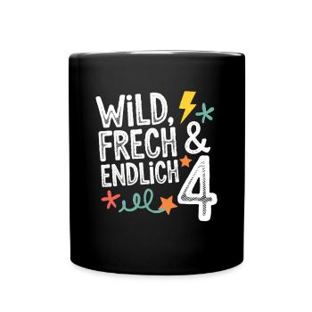 Sauvage, effronté et enfin 4 ans 4e anniversaire - Mug uni - noir - Devant