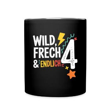 Sauvage, effronté et enfin 4 ans 4e anniversaire - Mug uni - noir - Devant