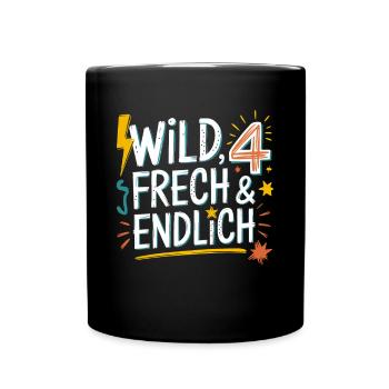 Sauvage, effronté et enfin 4 ans 4e anniversaire - Mug uni - noir - Devant
