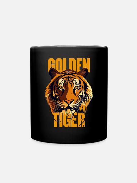 Golden Tiger Portrait Animal - Tasse einfarbig - Schwarz