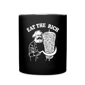 Eat the rich - Karl Marx Cartoon - Döner Kebab - Tasse einfarbig - Schwarz - Vorne