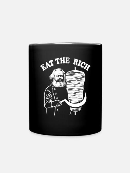 Mangez les riches - Dessin animé de Karl Marx - Doner Kebab - Mug uni - noir