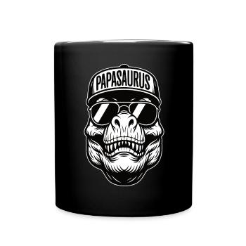 Papasaurus Skull - Tasse einfarbig - Schwarz - Vorne
