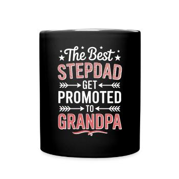 Stiefvater wird Opa Spruch Großvater - Tasse einfarbig - Schwarz - Vorne