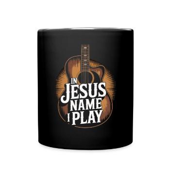 Im Namen Jesu Spiele Ich Gitarre - Tasse einfarbig - Schwarz - Vorne