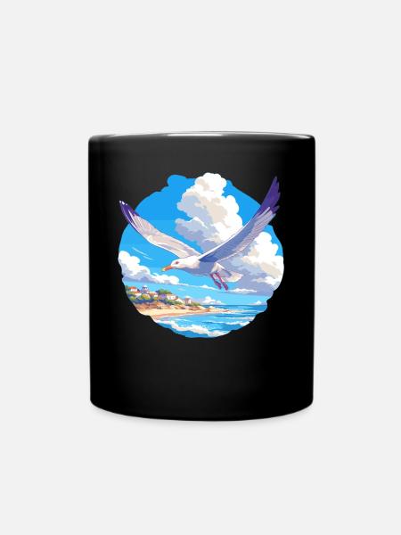 Möwen Möwe - Tasse einfarbig - Schwarz