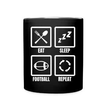 Eat Sleep Football Repeat - Tasse einfarbig - Schwarz - Vorne