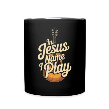 Im Namen Jesu Spiele Ich Gitarre - Tasse einfarbig - Schwarz - Vorne