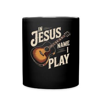 Im Namen Jesu Spiele Ich Gitarre - Tasse einfarbig - Schwarz - Vorne
