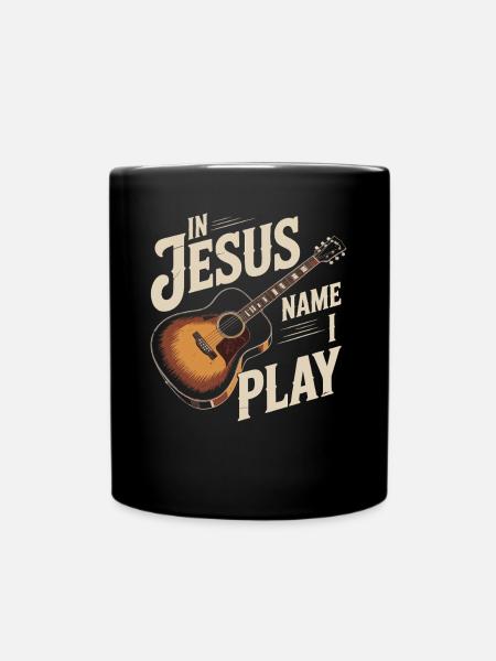 Im Namen Jesu Spiele Ich Gitarre - Tasse einfarbig - Schwarz
