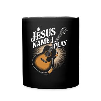 Im Namen Jesu Spiele Ich Gitarre - Tasse einfarbig - Schwarz - Vorne